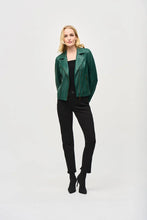 Load image into Gallery viewer, Joseph Ribkoff Absolute Green  Foiled Knit Moto Jacket - Sizes S M