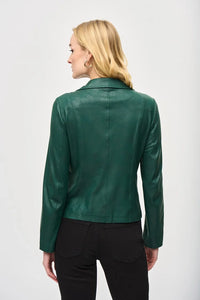Joseph Ribkoff   Absolute Green  Foiled Knit Moto Jacket  -  Size:  S