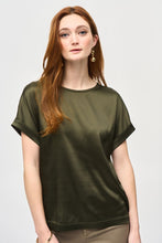 Load image into Gallery viewer, Joseph Ribkoff Iguana Satin Front Short Sleeve Top - Size: S M