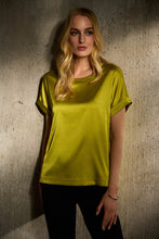 Load image into Gallery viewer, Joseph Ribkoff Wasabi Satin Front Short Sleeve Top - Sizes XS S