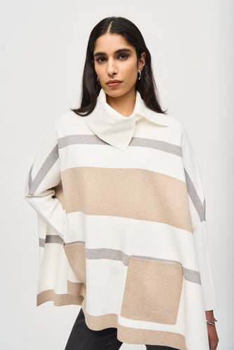 Joseph Ribkoff Jacquard Sweater Knit Poncho - Sizes: O/S