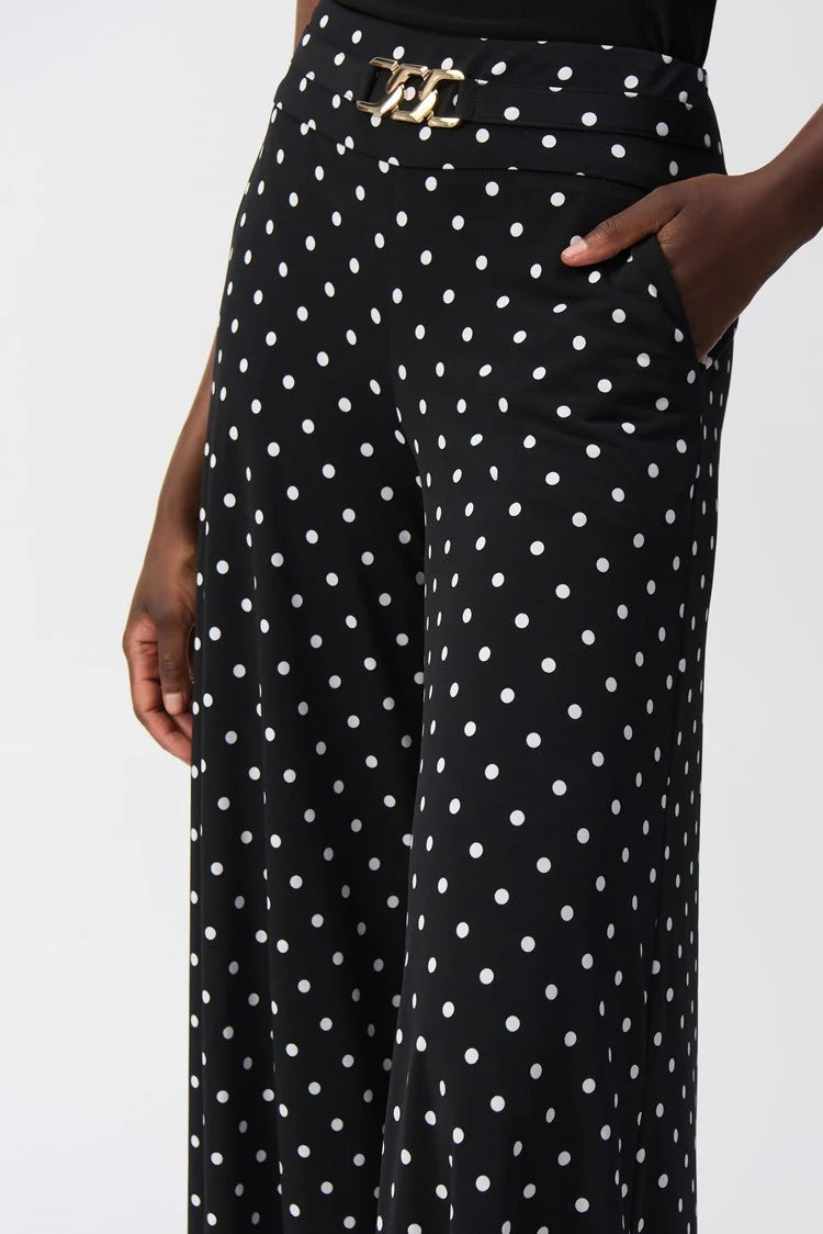 Joseph Ribkoff     Black w White Spot Jersey 7/8 Culotte   -   Sizes: 10 12