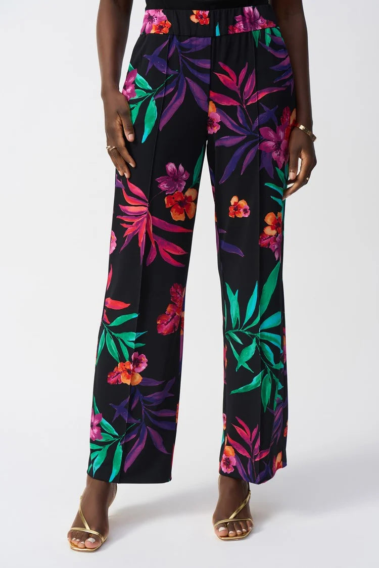 Joseph Ribkoff Tropical Print Wide-Leg Pants - Sizes: 10 12 14 16 18