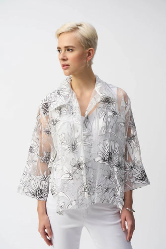 Joseph Ribkoff Organza Floral Print Boxy Cover-Up - Sizes: 12 14 16