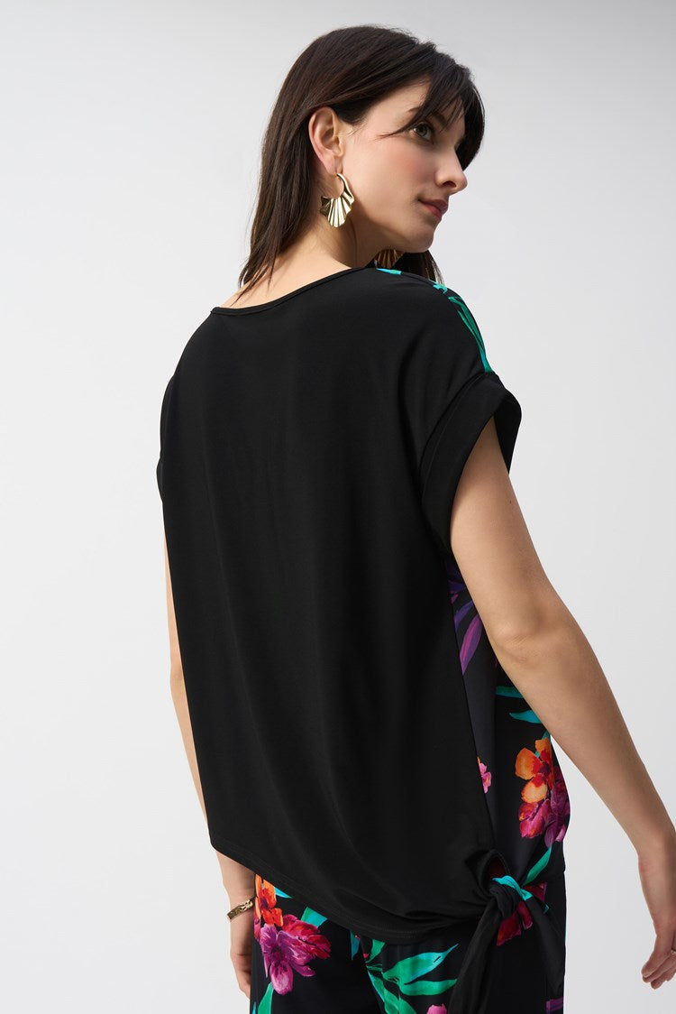 Joseph Ribkoff Silky Knit and Georgette Tropical Boxy Top - Sizes: 8 10 12