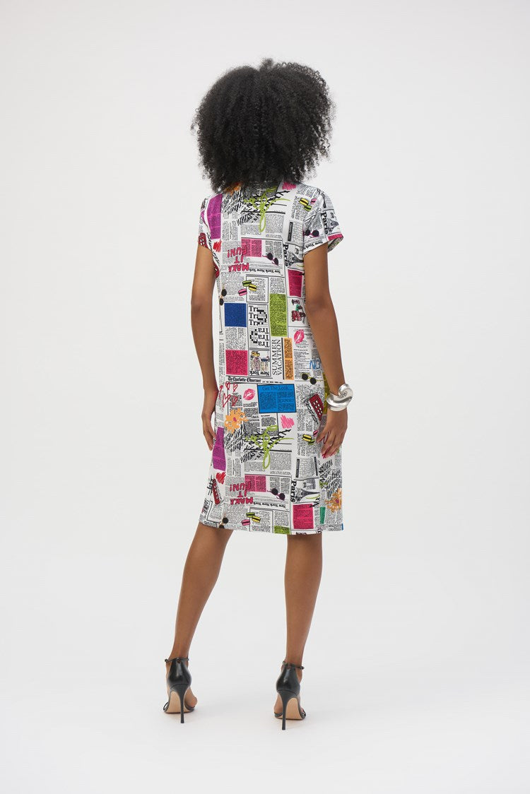 Joseph Ribkoff  Conversational Print Shift Dress - Sizes: 8