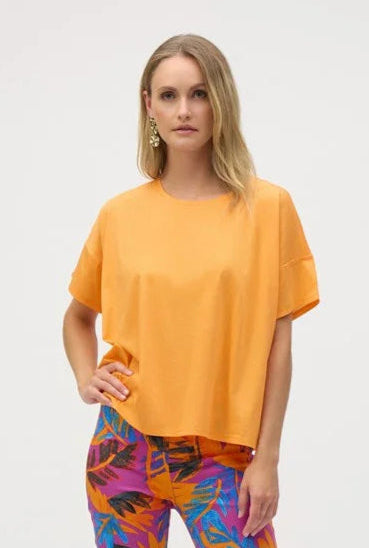 Joseph Ribkoff   Organic Cotton Boxy T-Shirt  -  Apricot  -  Sizes: XS XL