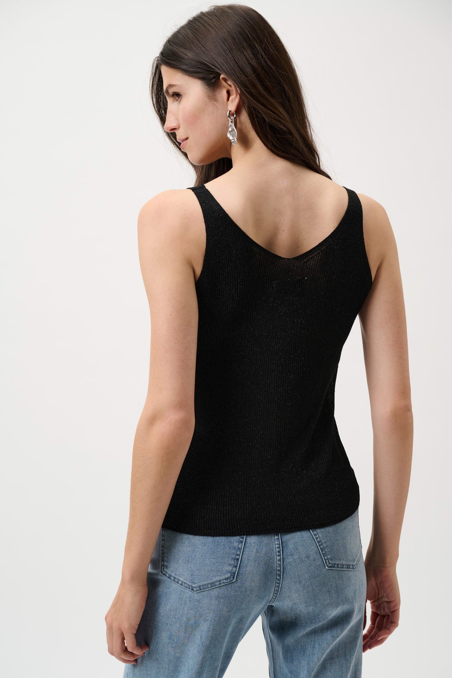 Joseph Ribkoff     Knitted Cami w Rhinestones   -   Black   -   Sizes: XS S M L