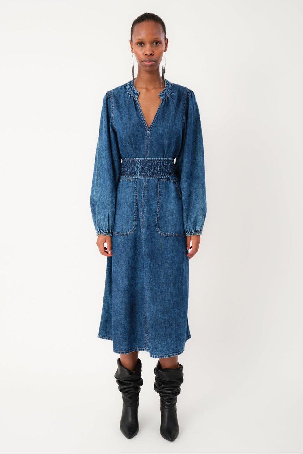 Lolly's Laundry "ParisLL Midi Dress" - Denim - Sizes: S M L