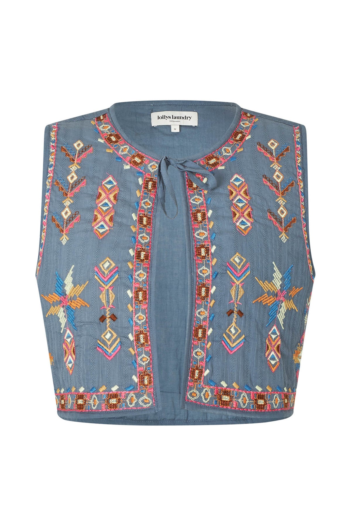 Lolly's Laundry IlsaLL Vest - Embroidered Dusty Blue -  Sizes: XS S M L