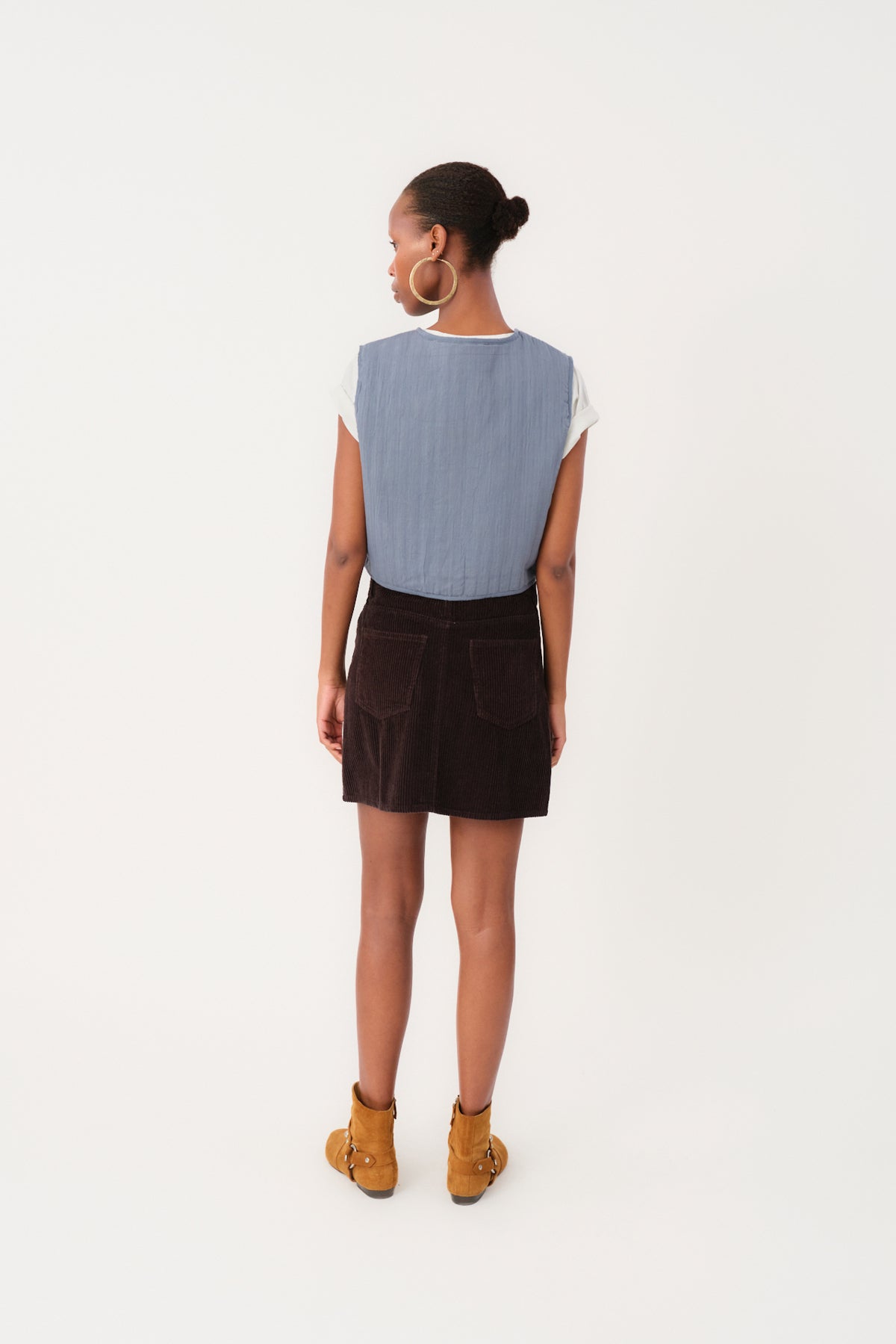 Lolly's Laundry IlsaLL Vest - Embroidered Dusty Blue -  Sizes: XS S M L