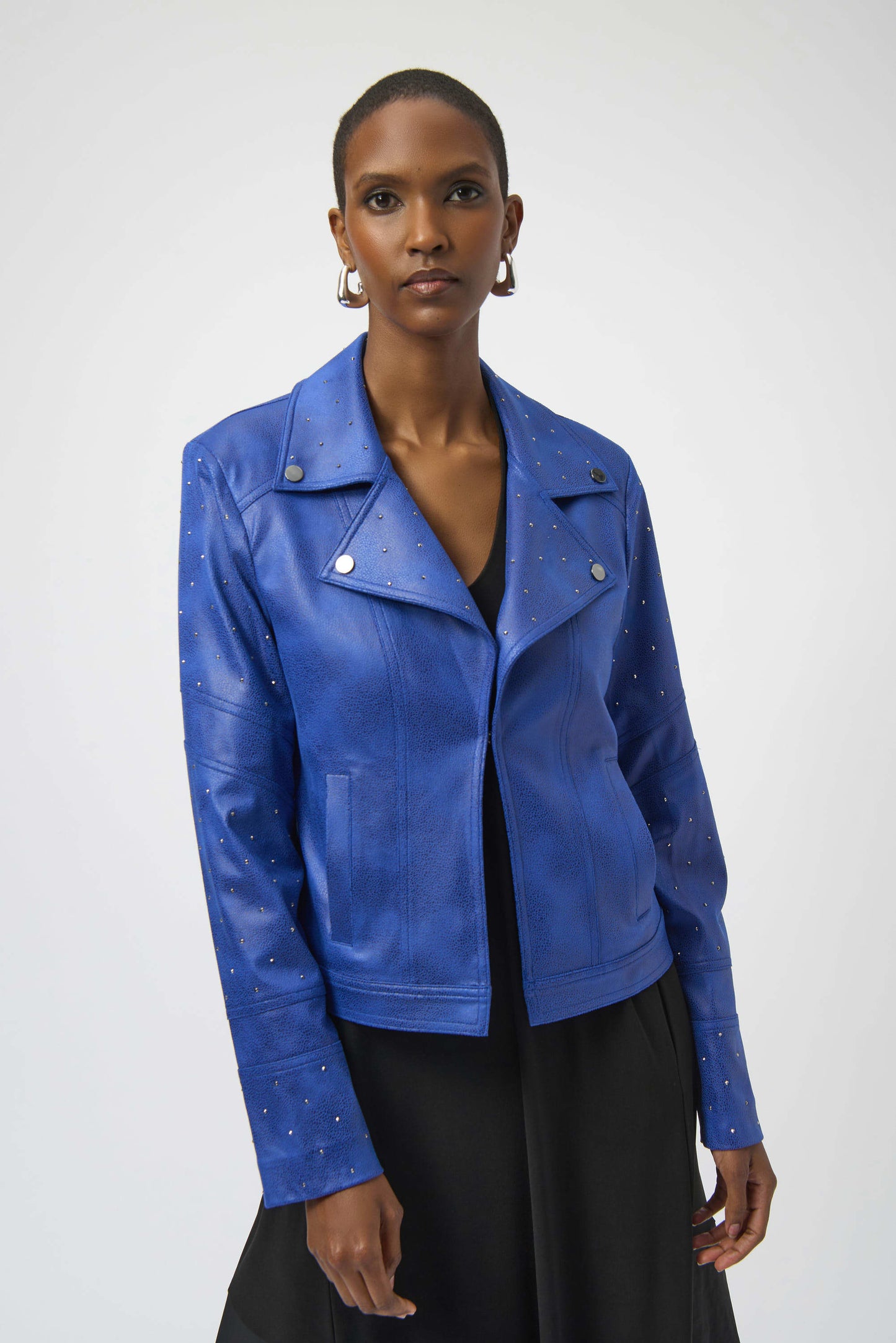 Joseph Ribkoff Foiled Faux Suede Fitted Jacket with Rhinestones - Sizes: M XL