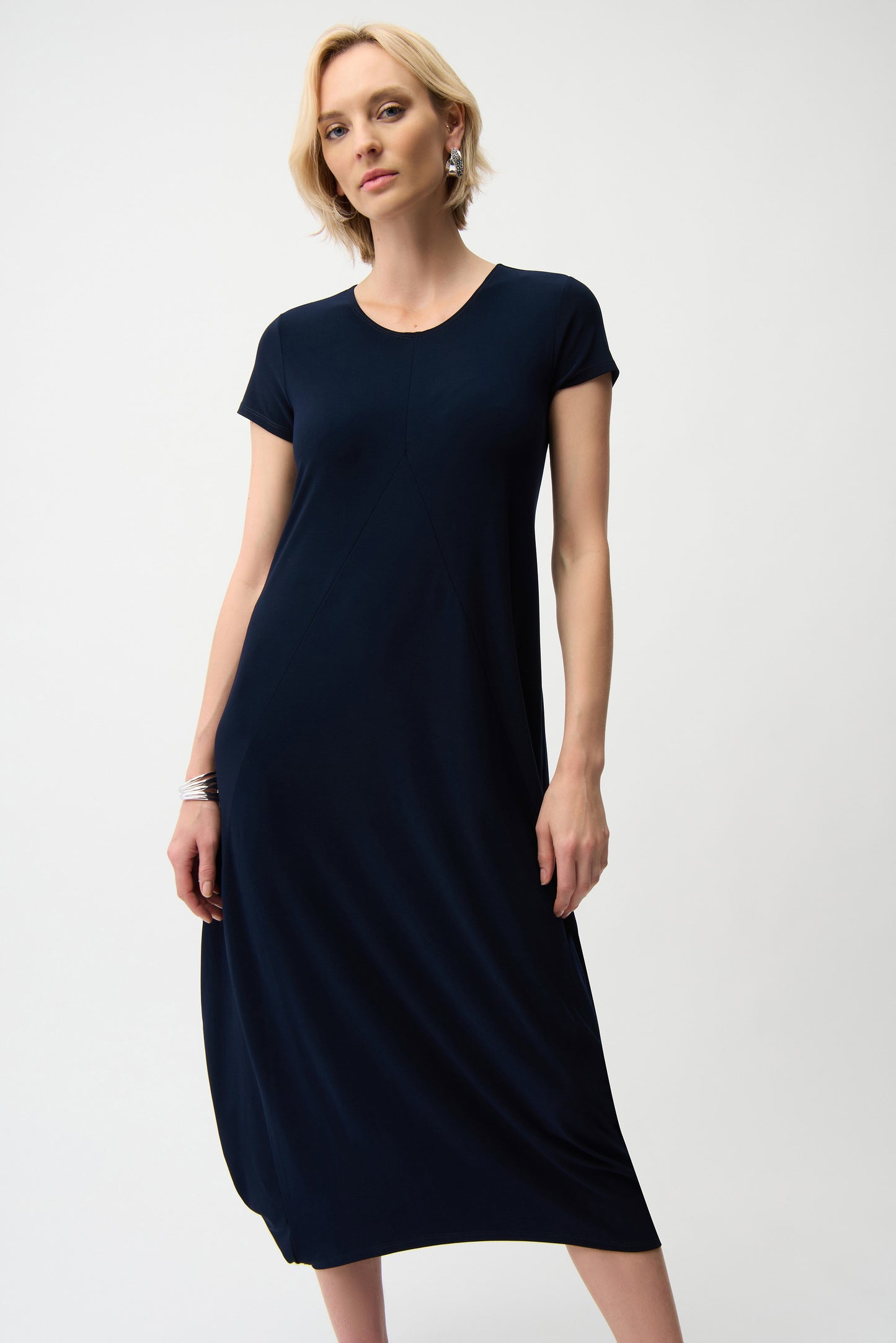 Joseph Ribkoff Midnight Blue Silky Knit Cocoon Dress With Scoop Neckline - Sizes: 8 10