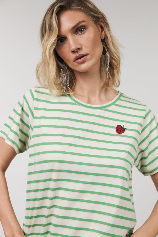 Lolly's Laundry "RomaLL T-Shirt : - Green Stripe - Sizes: XS S M L XL