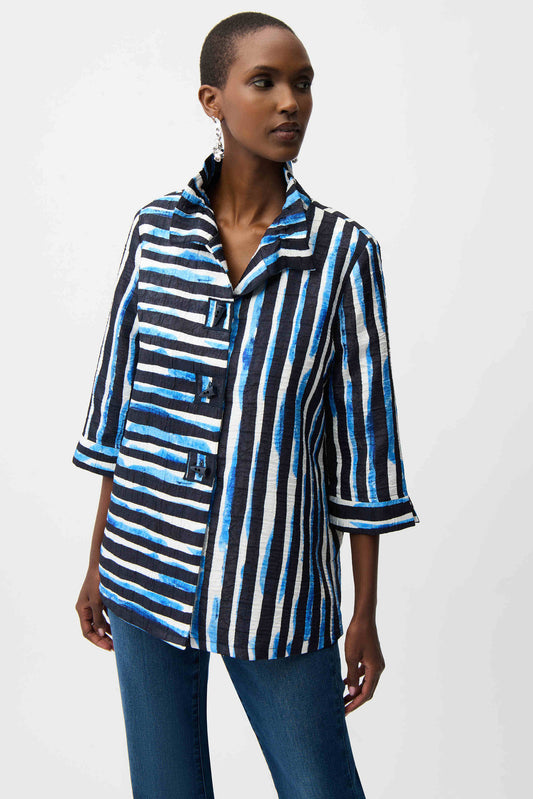 Joseph Ribkoff Jacquard Stripe Print Trapeze Jacket - Sizes: 16