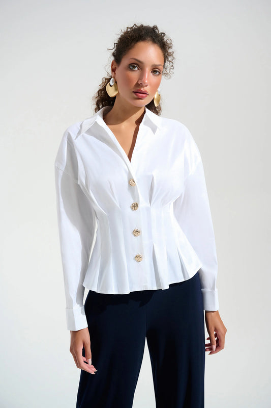 Joseph Ribkoff   Taffeta Fit And Flare Blouse   -   Vanilla - Sizes:   14