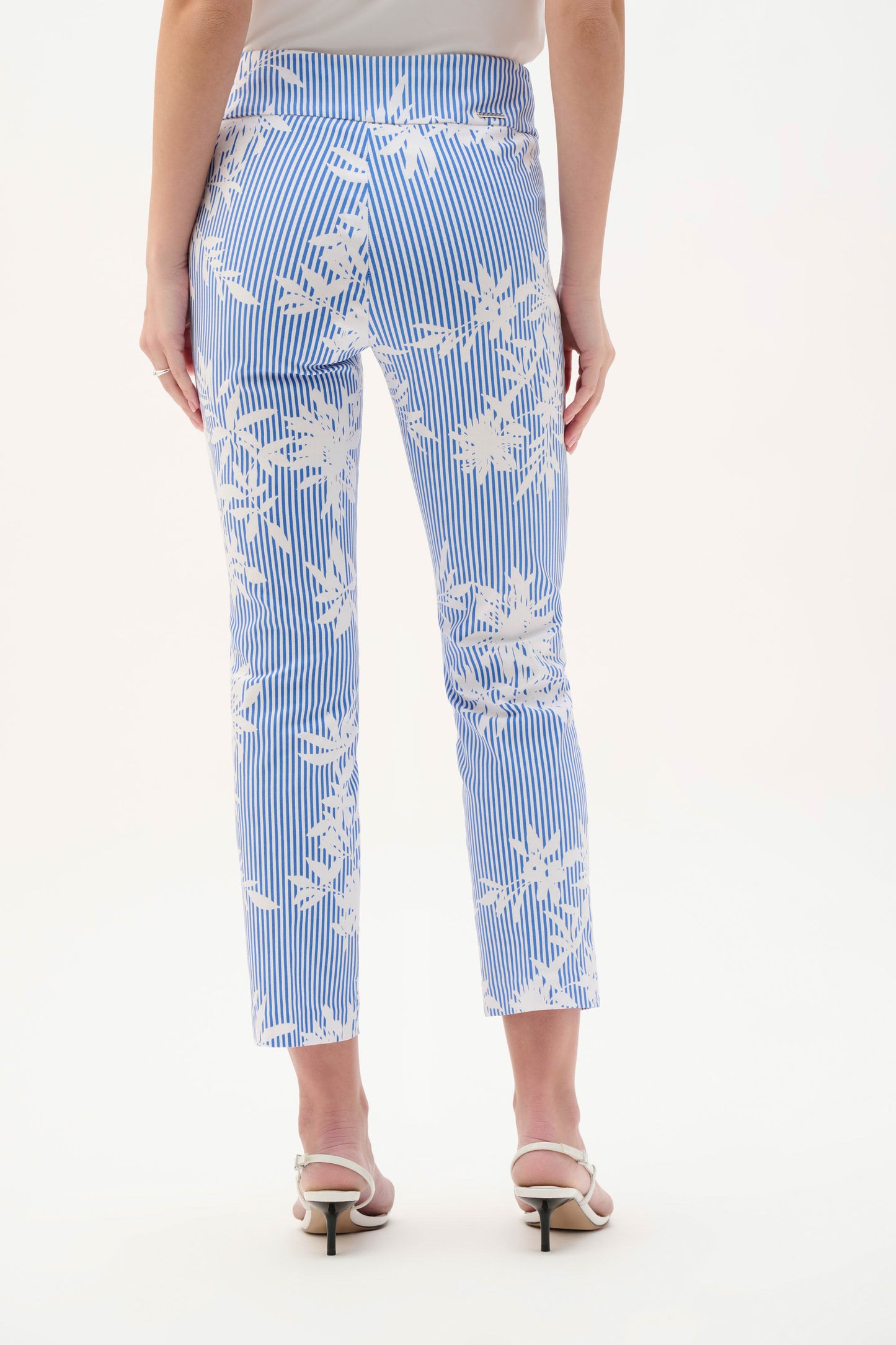Joseph Ribkoff  Printed Straight Pull-On Pants - Vanilla/Blue - Sizes: 8 10 12 14 16