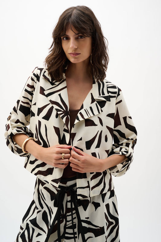 Joseph Ribkoff Woven Gauze Tropical Print Boxy Blazer - Sizes: 10 16
