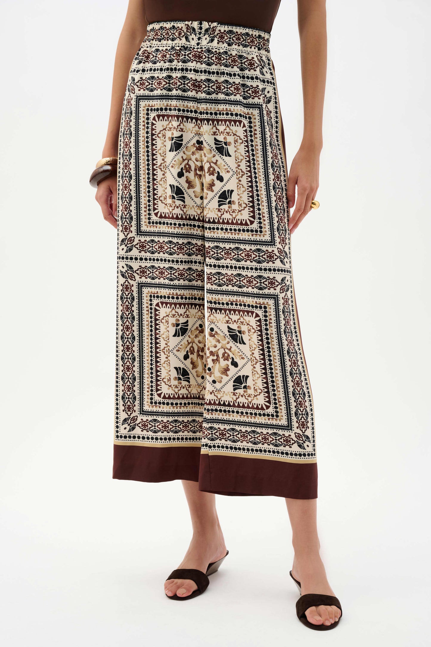 Joseph Ribkoff Scarf Print Wide-Leg Pull-On Pants - Sizes: S M