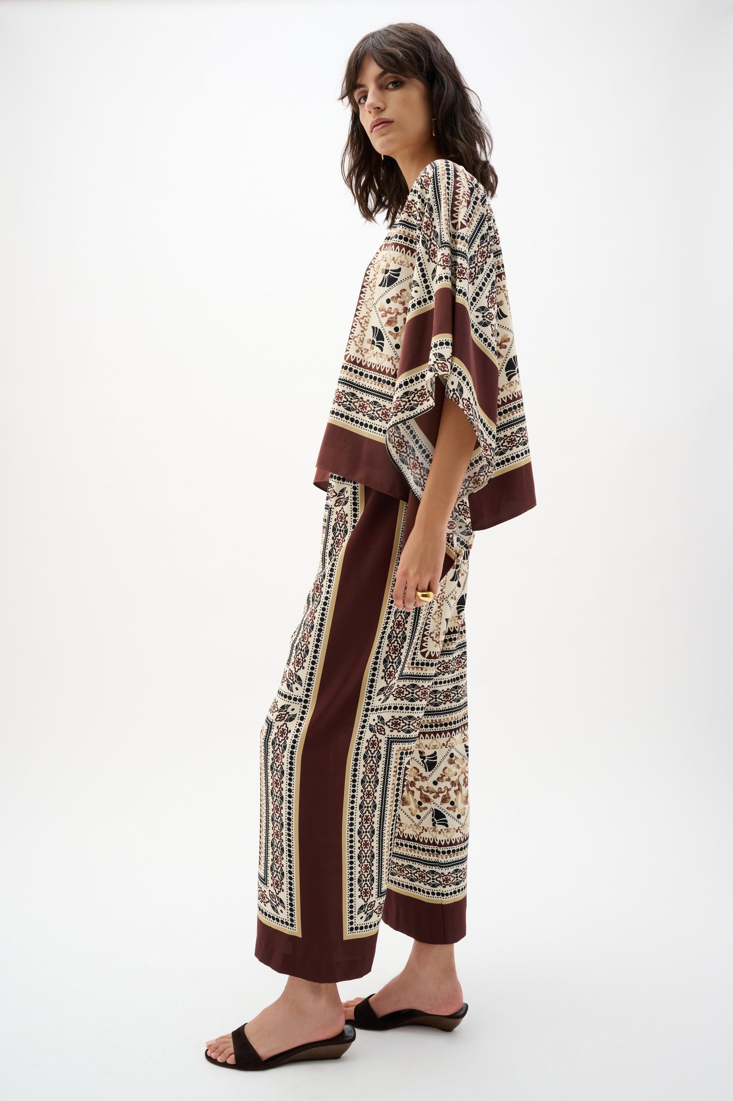 Joseph Ribkoff Scarf Print Wide-Leg Pull-On Pants - Sizes: S M