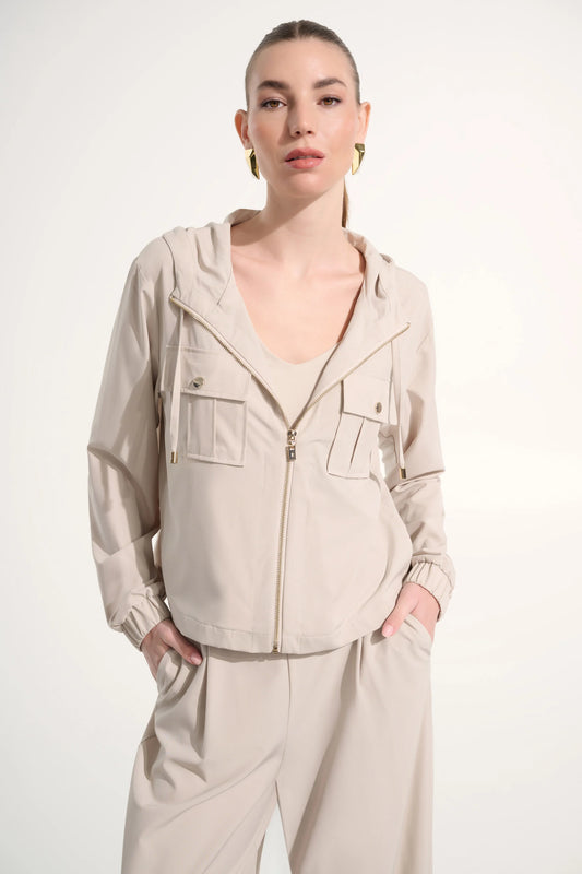 Joseph Ribkoff Sport Hooded Utility Jacket - Moonstone - Sizes: S  XL