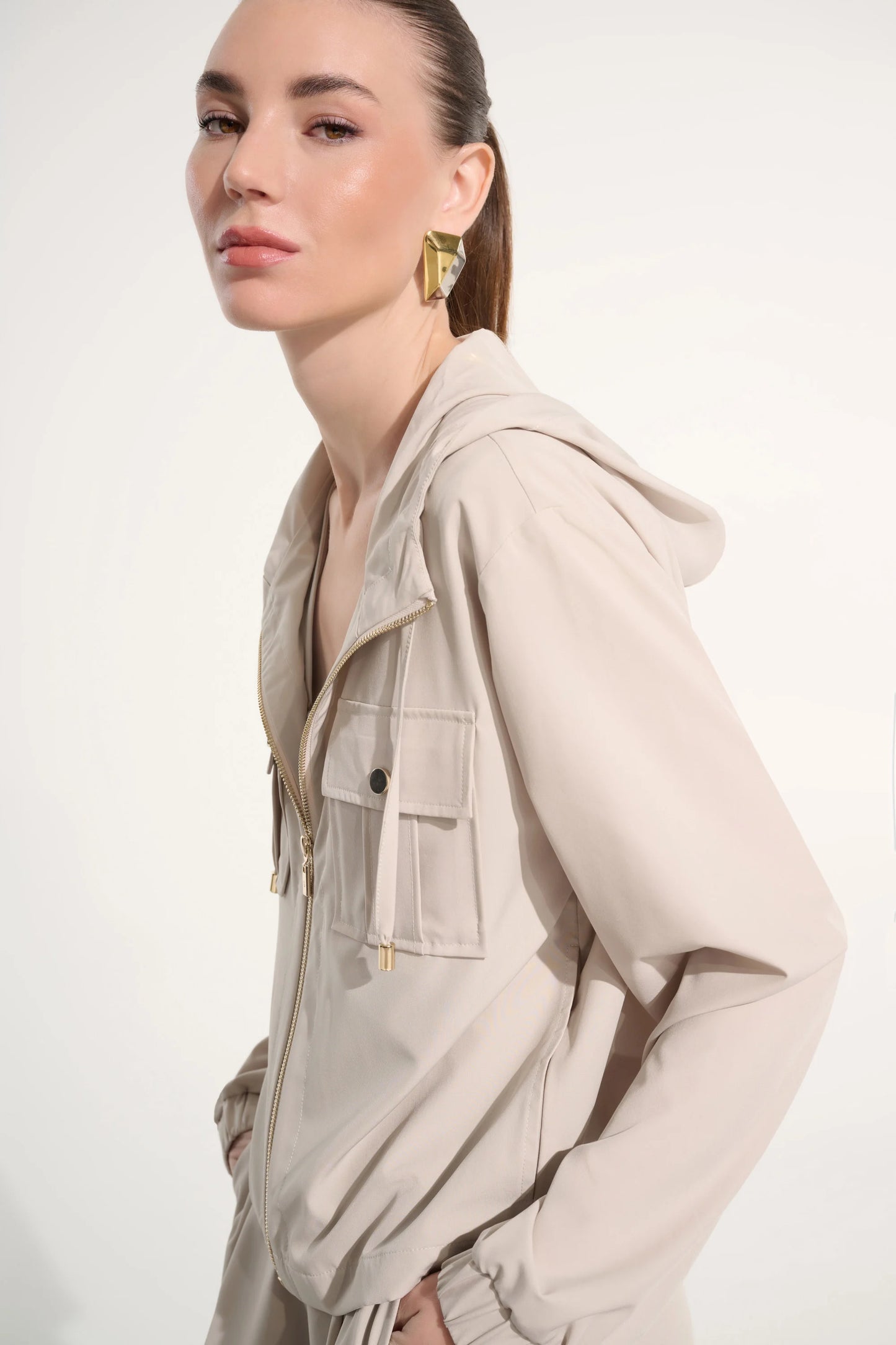 Joseph Ribkoff Sport Hooded Utility Jacket - Moonstone - Sizes: S  XL