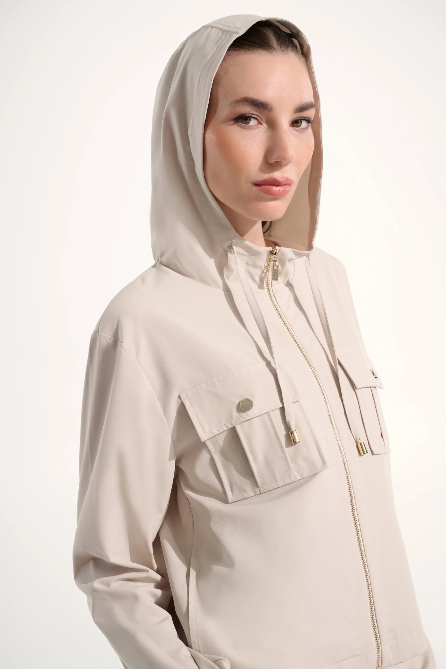 Joseph Ribkoff Sport Hooded Utility Jacket - Moonstone - Sizes: S  XL