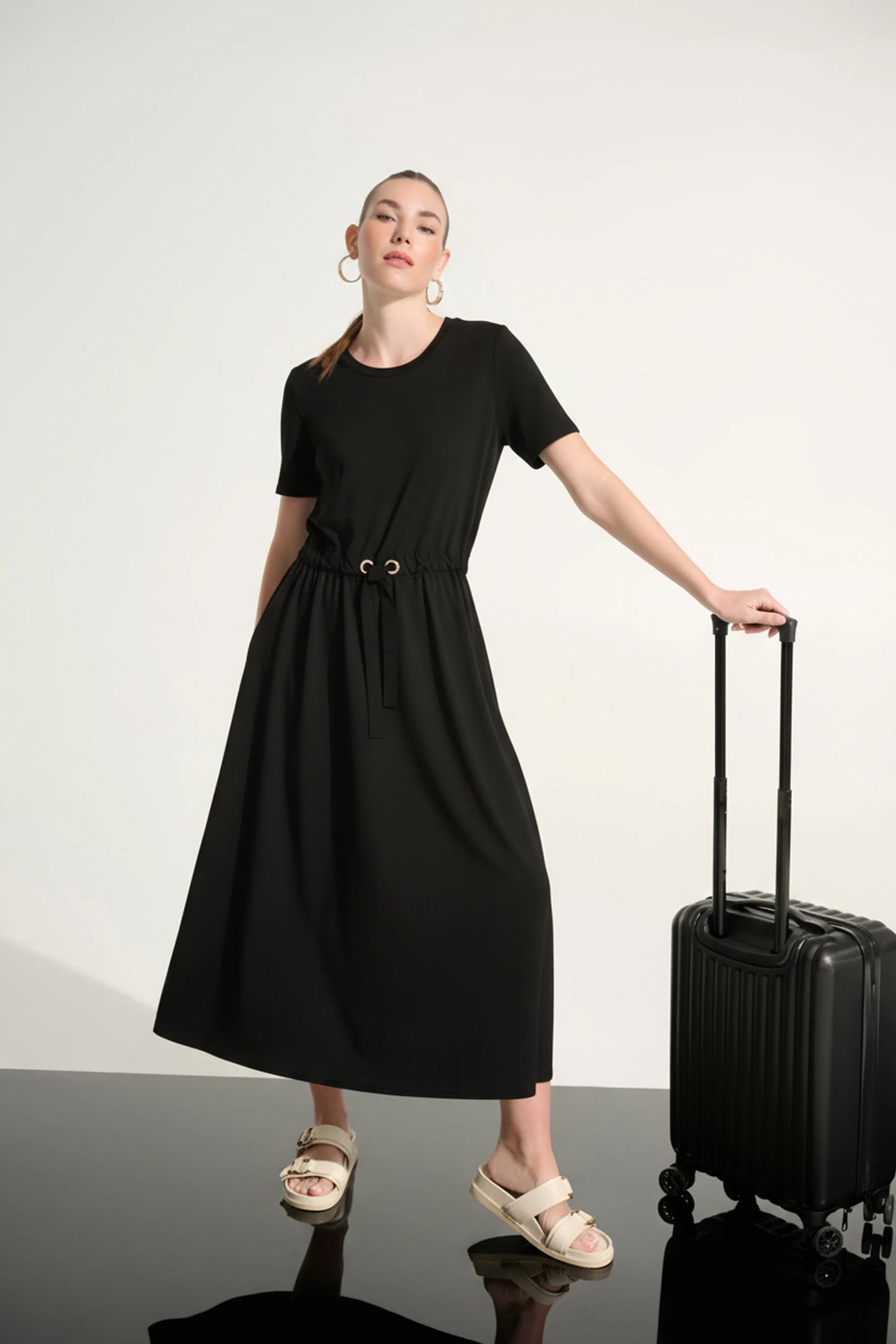 Joseph Ribkoff Fit & Flare Dress With Waist Detail - Black - Sizes: M