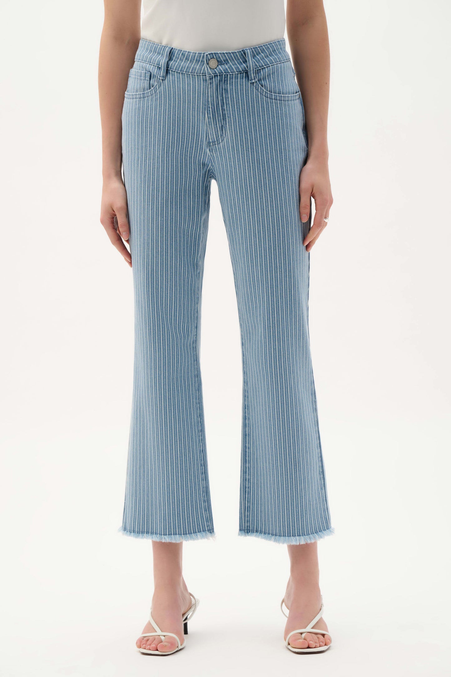 Joseph Ribkoff  Cotton Denim Stripe Print Straight Jeans - Sizes: 14 16