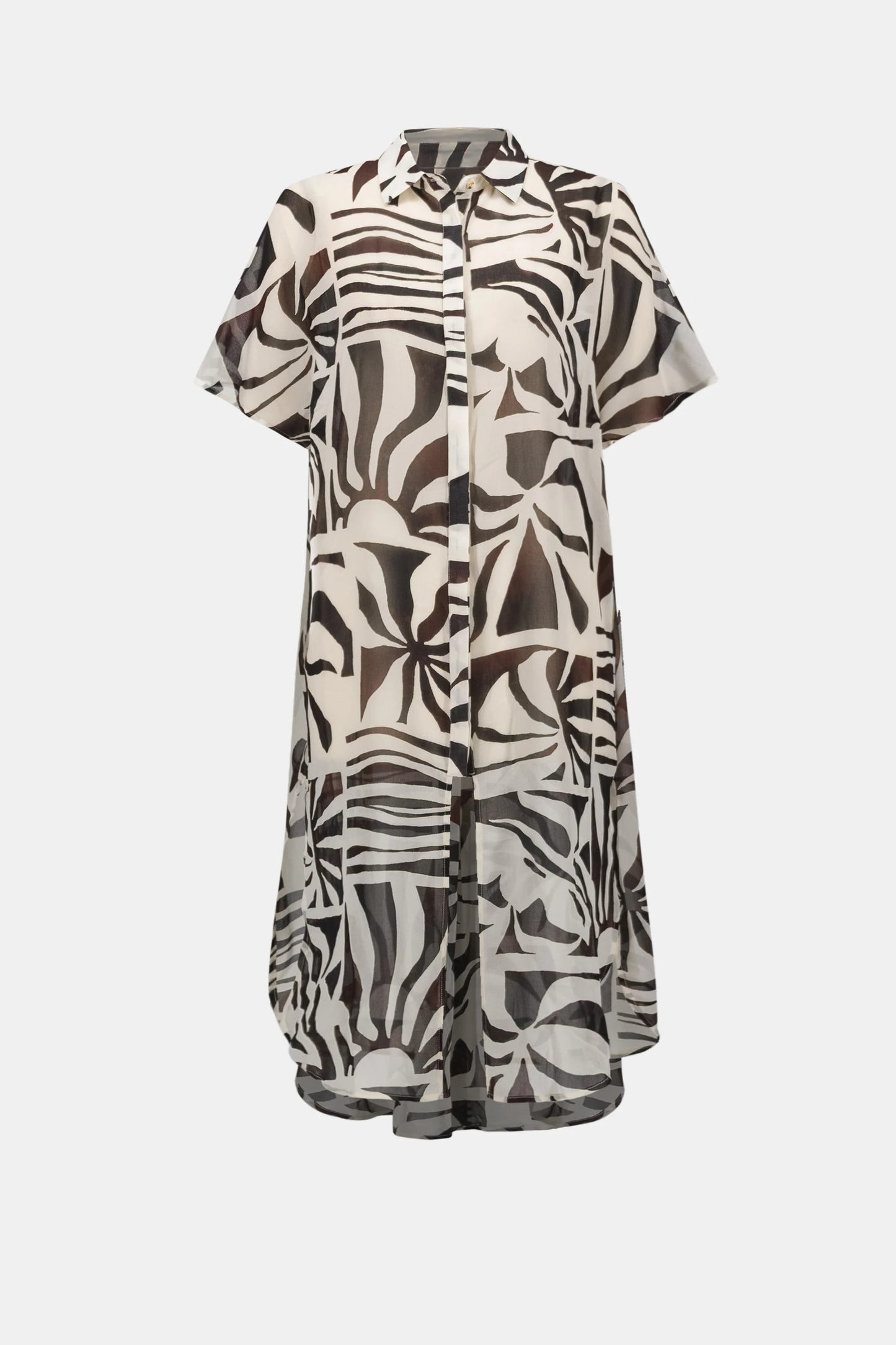 Joseph Ribkoff Chiffon Print Longline Shirt - Beige/Multi - Sizes:  XXL
