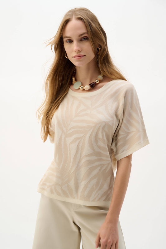 Joseph Ribkoff  Viscose Jacquard Knit "Tropical Print" Top - Sizes: M