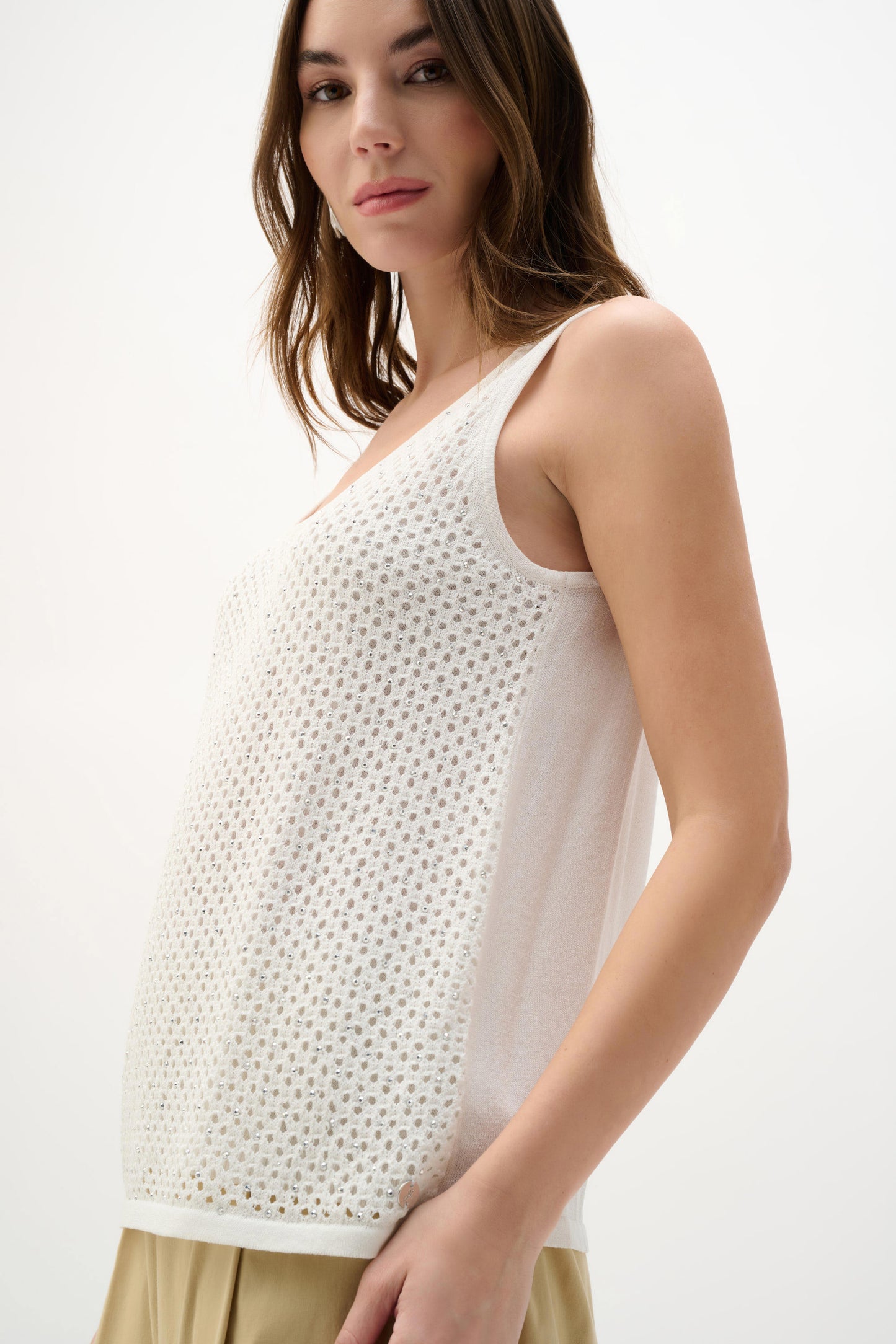 Joseph Ribkoff    Embellished Knit Camisole   -   Vanilla   -   Sizes:   M  L   XL
