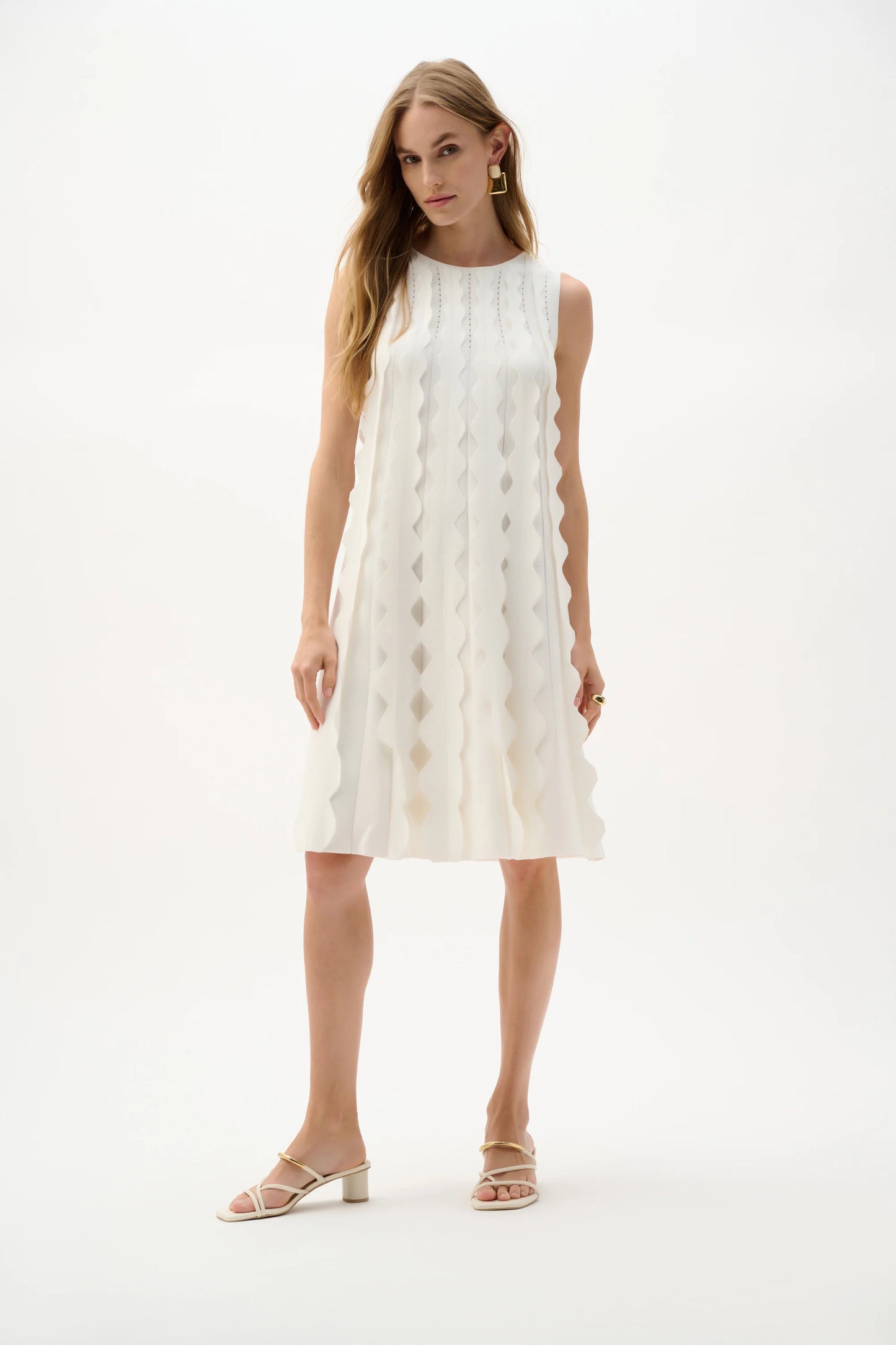 SALE   Joseph Ribkoff Knit Sleeveless A-Line Dress - Vanilla - Sizes: S