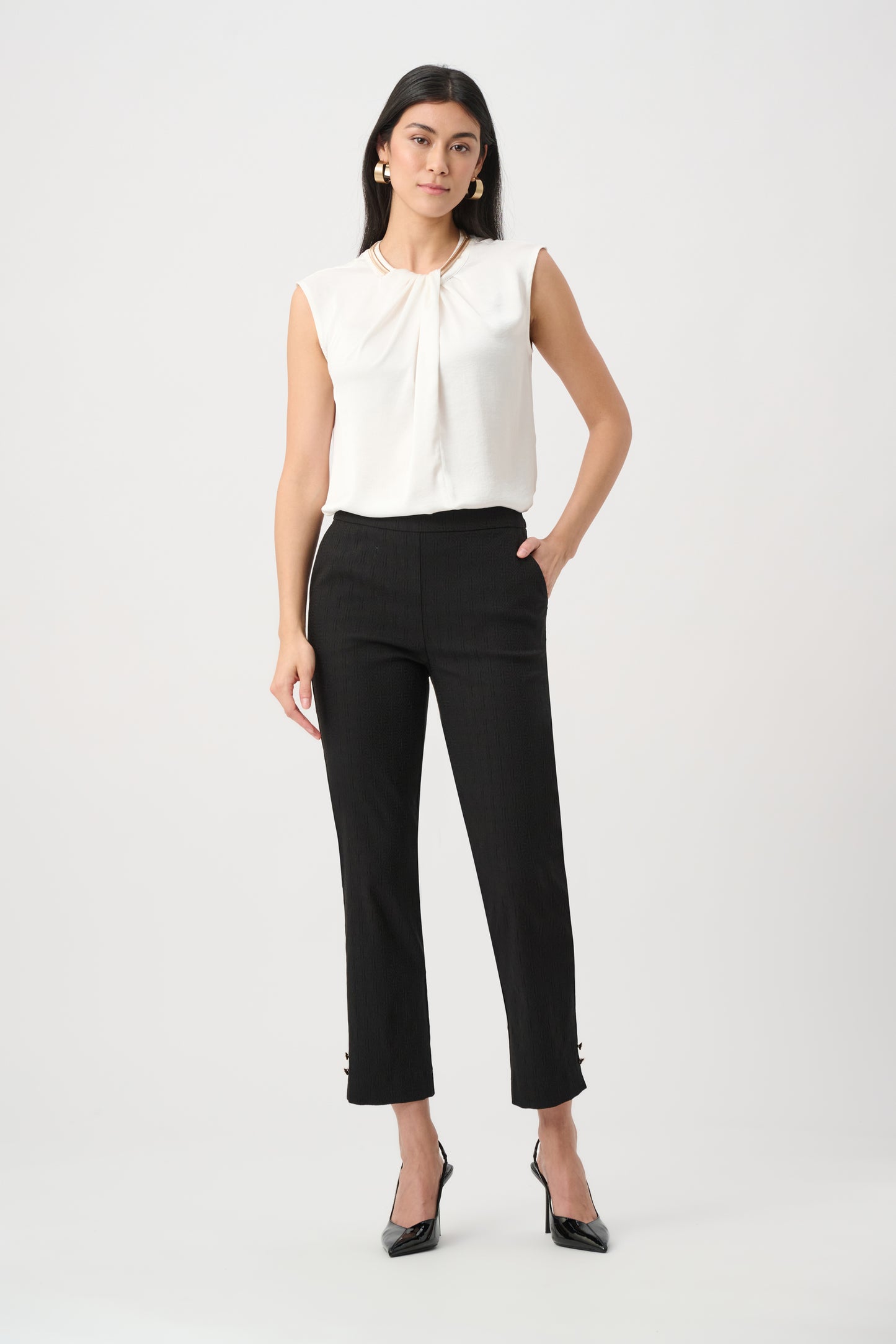 Joseph Ribkoff Jacquard Pants - Black - 8 10 12 14 16
