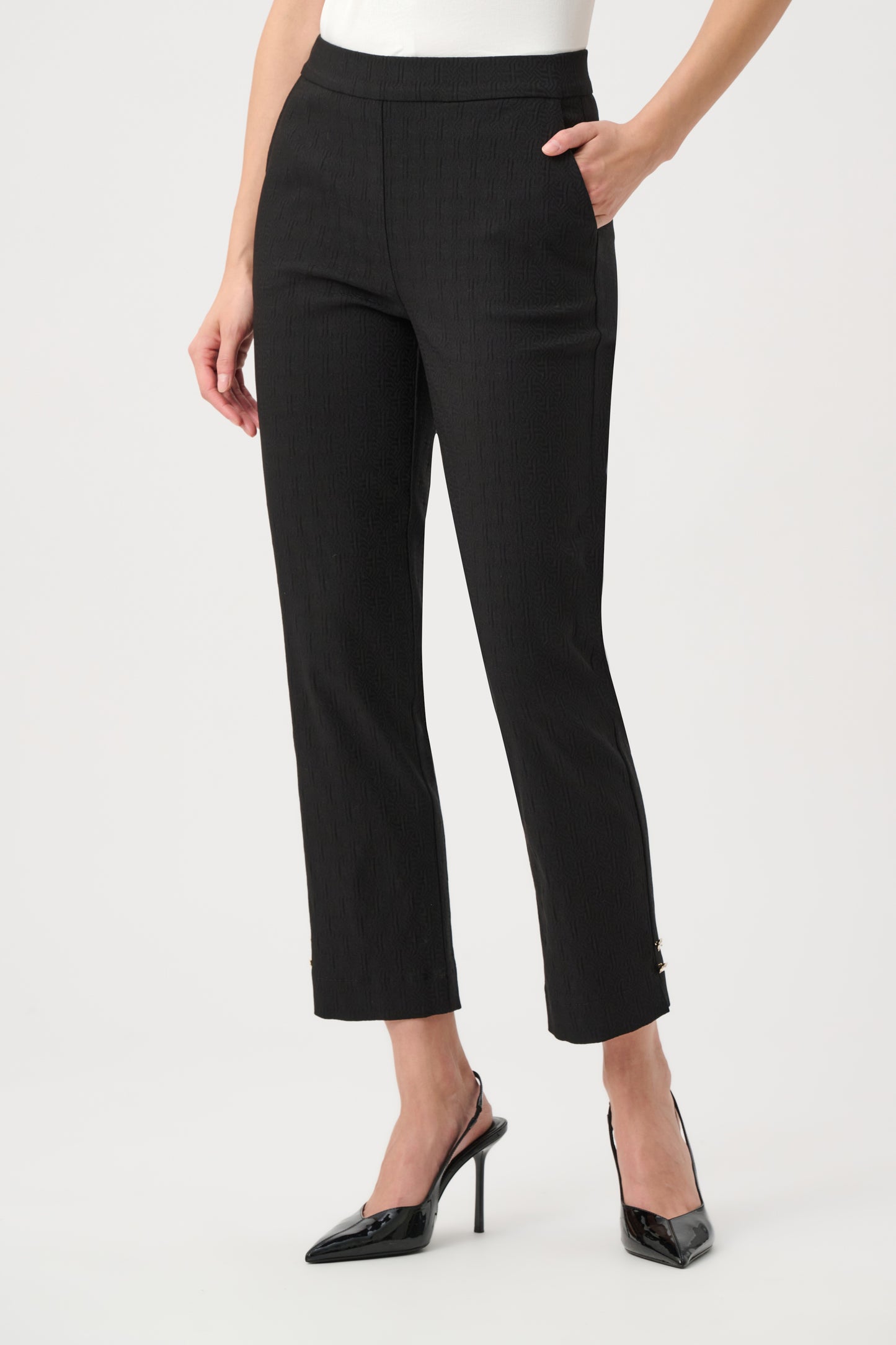 Joseph Ribkoff Jacquard Pants - Black - 8 10 12 14 16