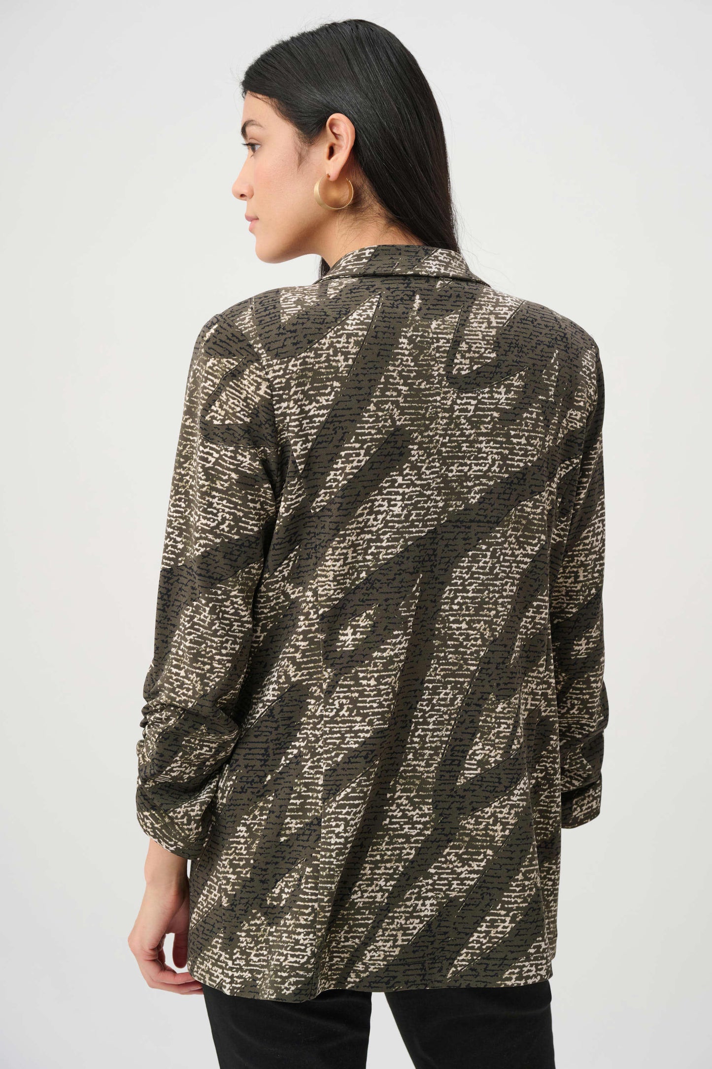 Joseph Ribkoff Abstract Print Straight Blazer - Avocado Multi - Sizes: 10 14 16