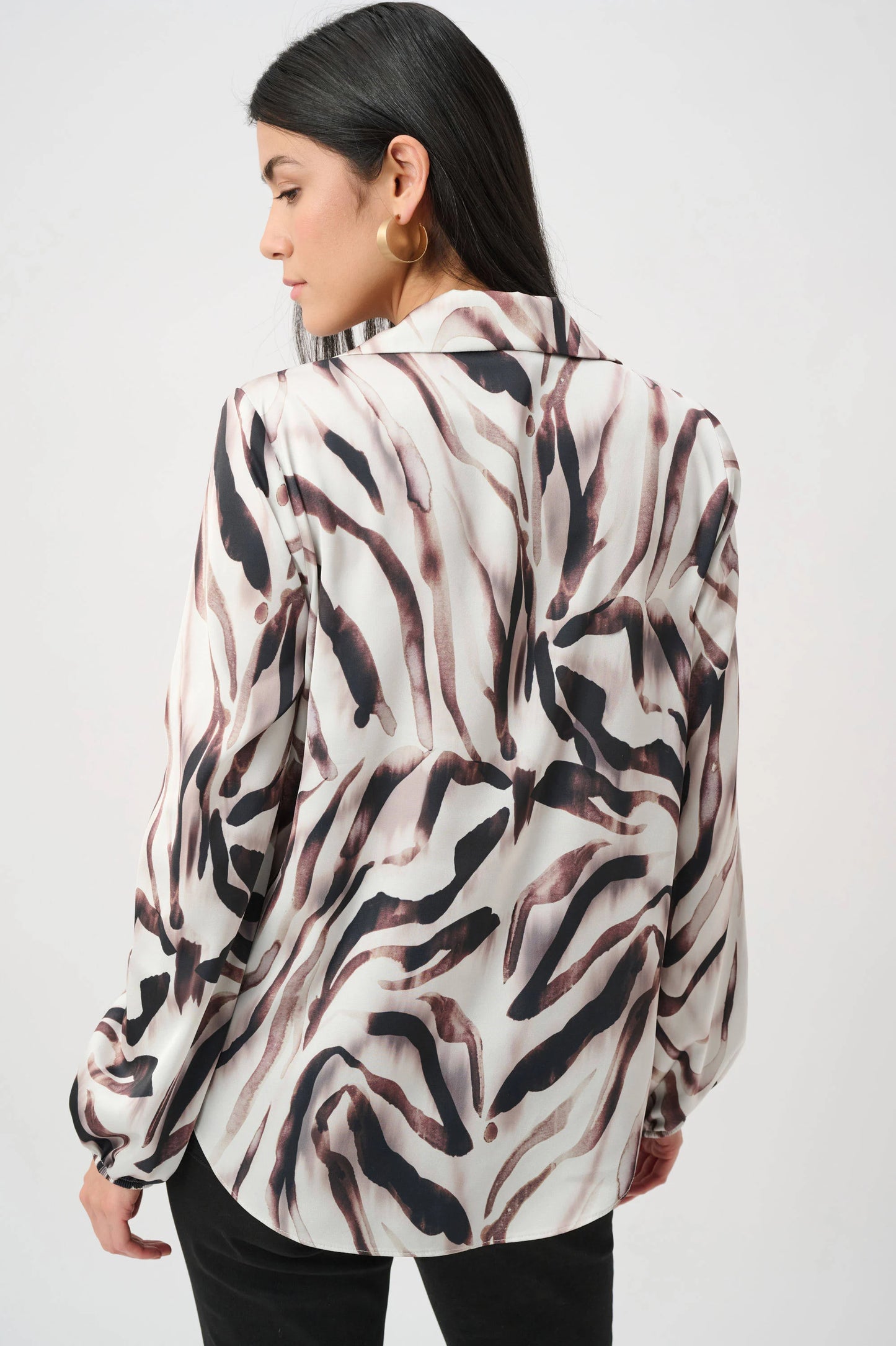 Joseph Ribkoff Satin Animal Print Draped Top -Sizes: 10 12 14 16