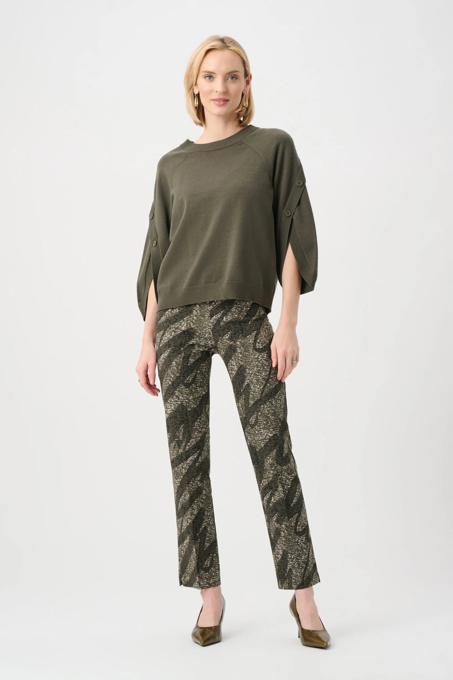 Joseph Ribkoff Abstract Print Pull-On Pants -Avocado Multi - Sizes: 10 12 14
