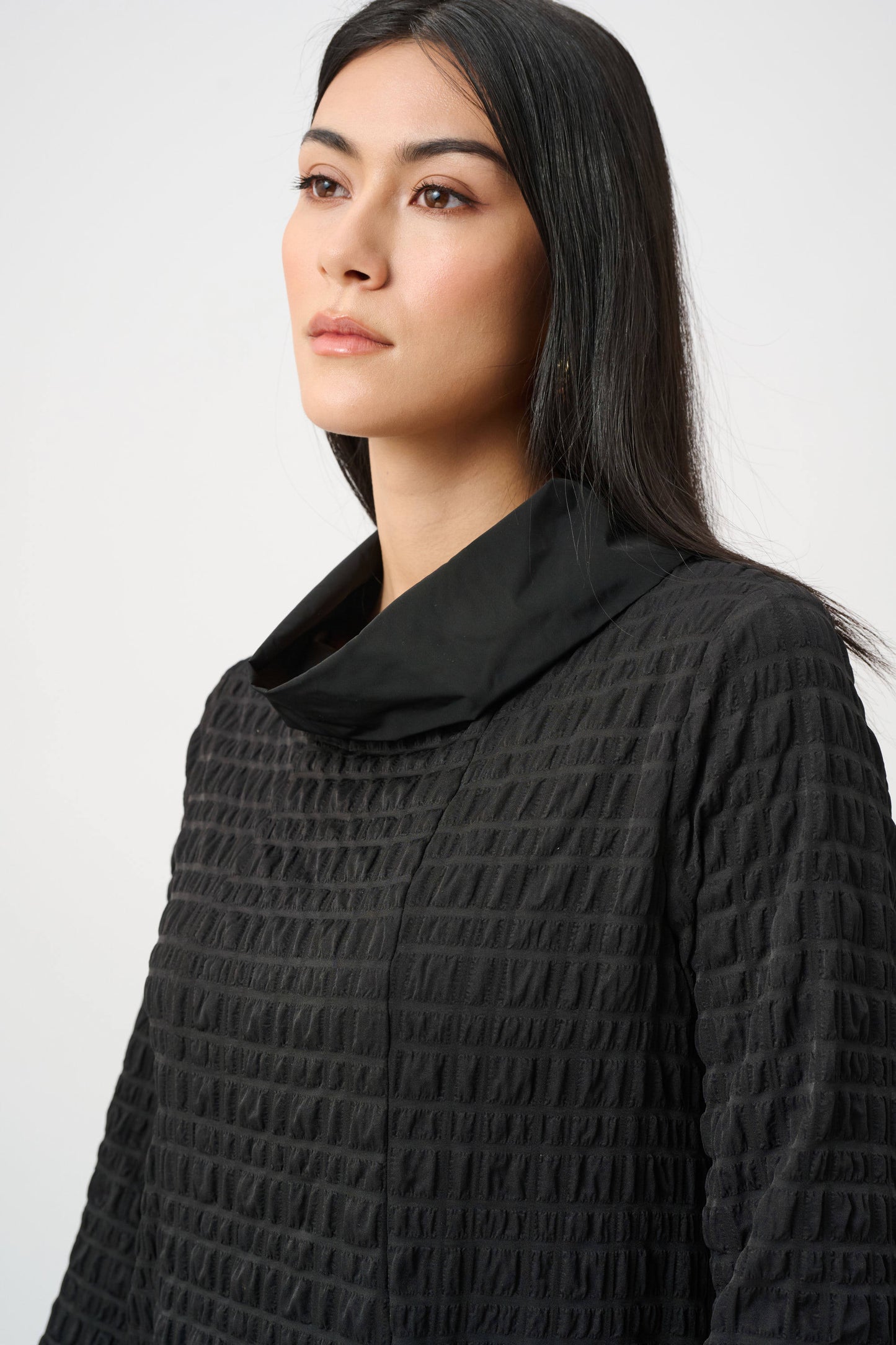 Joseph Ribkoff Bubble Jacquard Trapeze Dress With Memory Cowl - Black - Sizes: 10 12 14 16