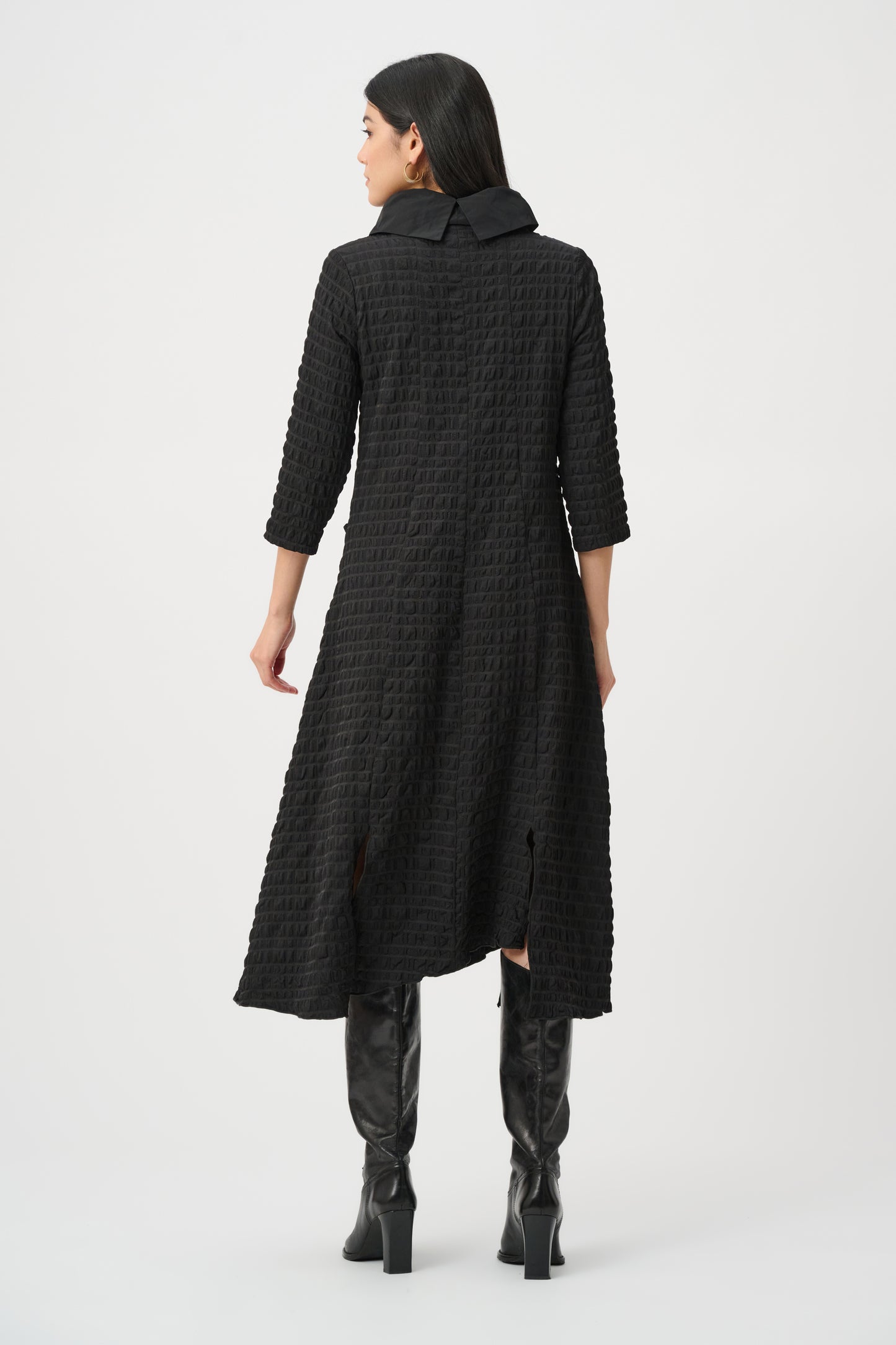 Joseph Ribkoff Bubble Jacquard Trapeze Dress With Memory Cowl - Black - Sizes: 10 12 14 16