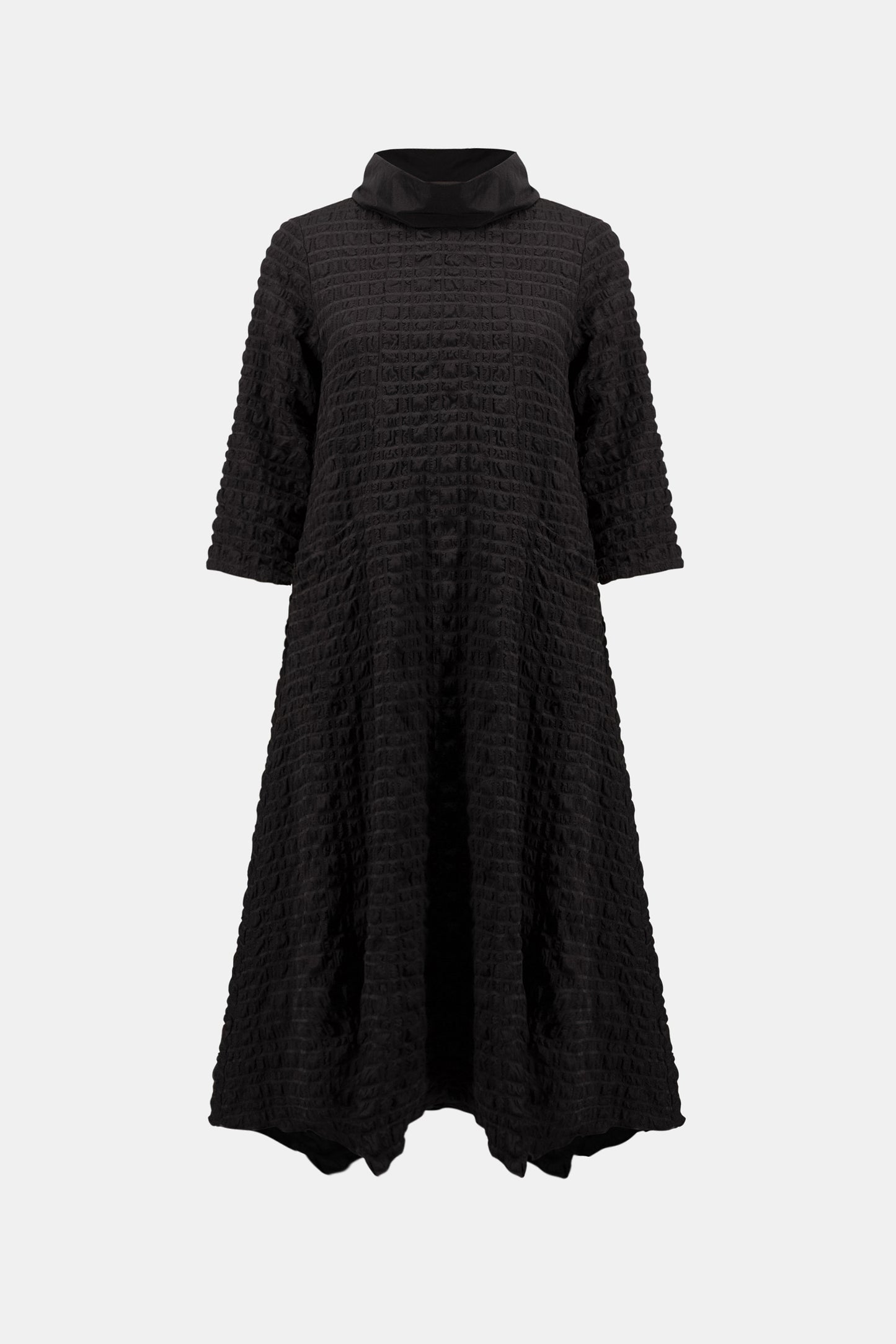Joseph Ribkoff Bubble Jacquard Trapeze Dress With Memory Cowl - Black - Sizes: 10 12 14 16