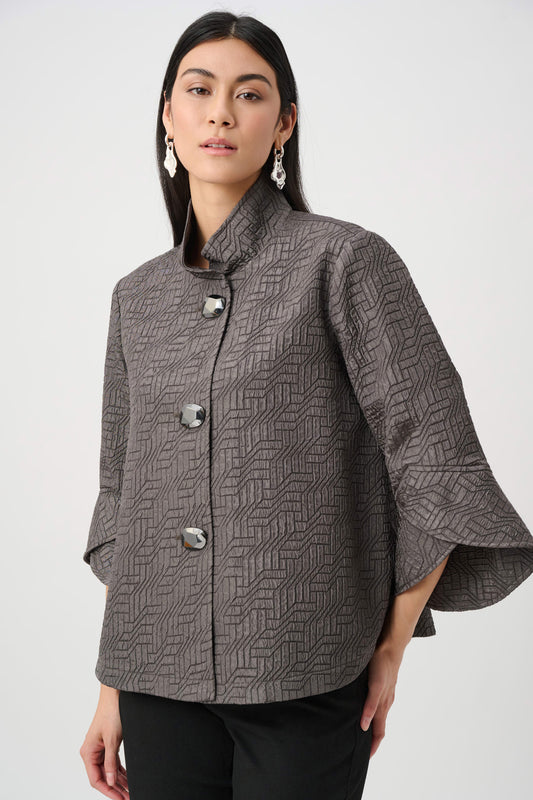 Joseph Ribkoff Geometric Jacquard Trapeze Jacket - Avocado - Sizes: 10 12 16