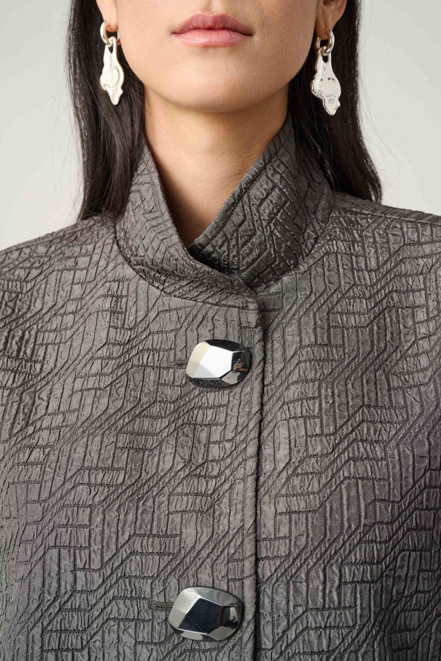 Joseph Ribkoff Geometric Jacquard Trapeze Jacket - Avocado - Sizes: 10 12 16