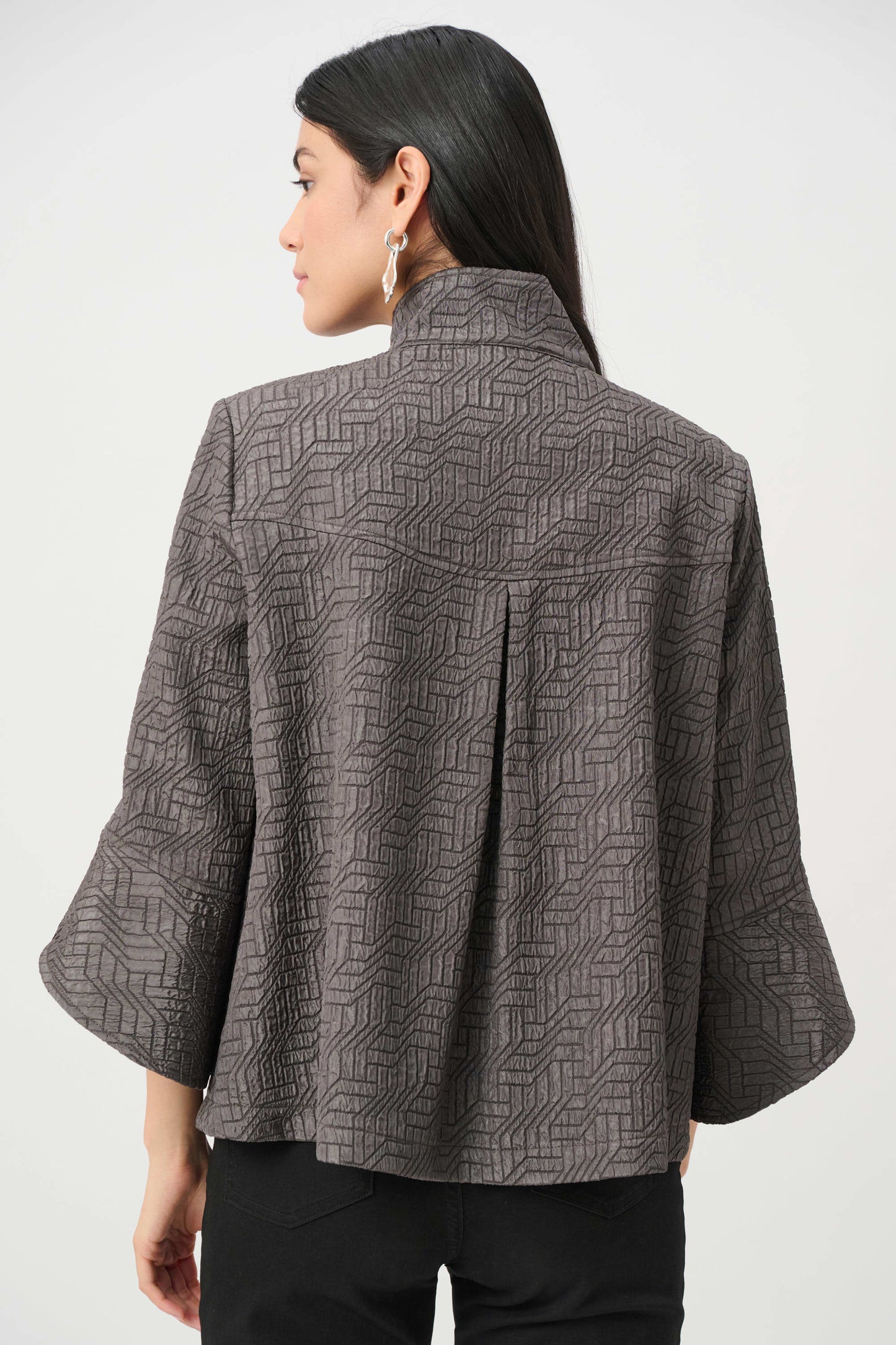 Joseph Ribkoff Geometric Jacquard Trapeze Jacket - Avocado - Sizes: 10 12 16