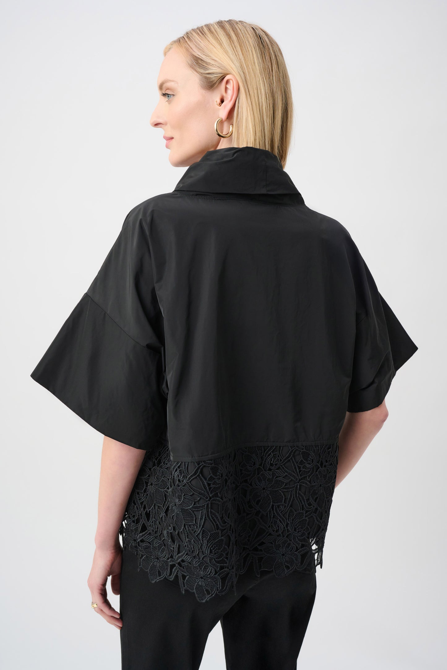 Joseph Ribkoff Top With Lace Hem - Black - Sizes: 10 12 14