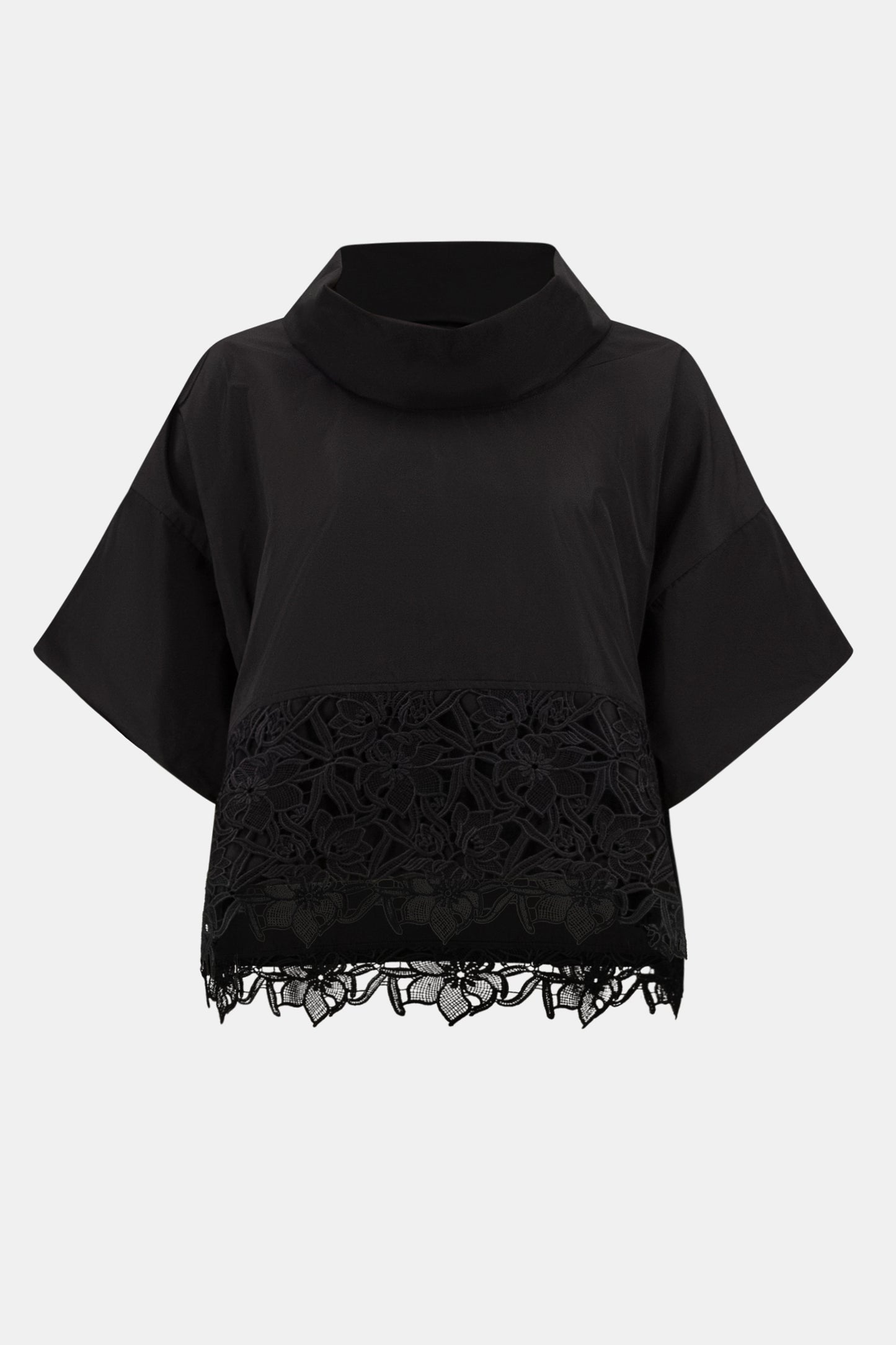 Joseph Ribkoff Top With Lace Hem - Black - Sizes: 10 12 14