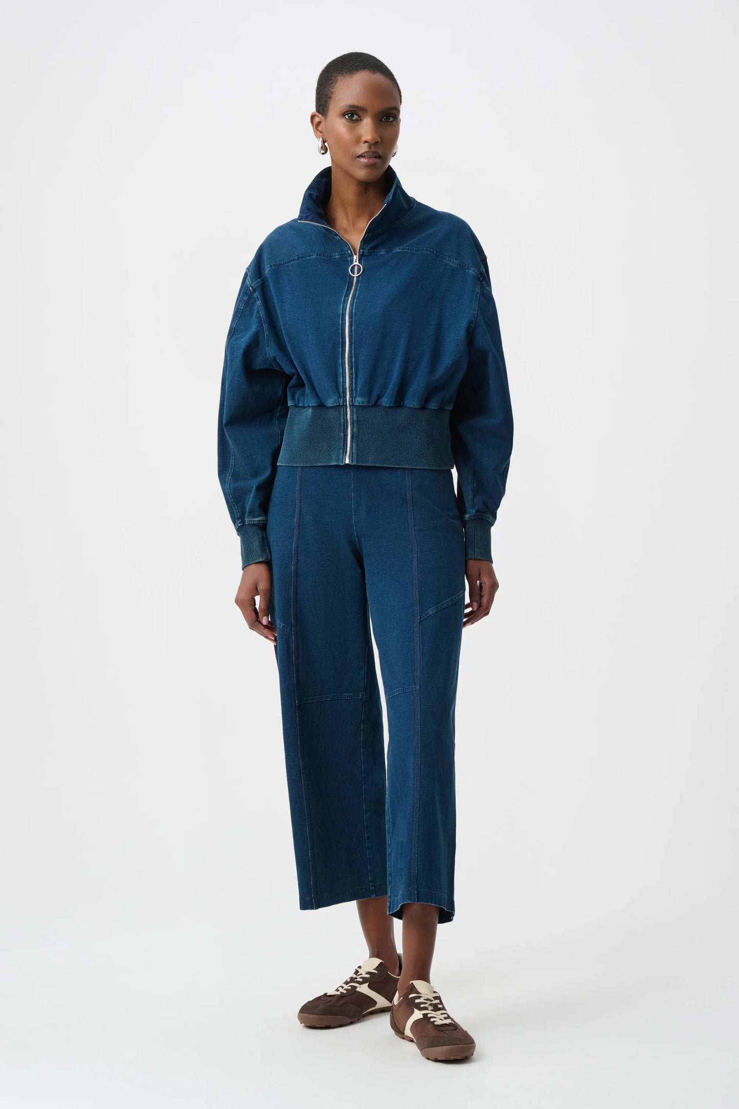 Joseph Ribkoff Knit Denim Funnel-Neck Bomber Jacket - Sizes: XS S  L