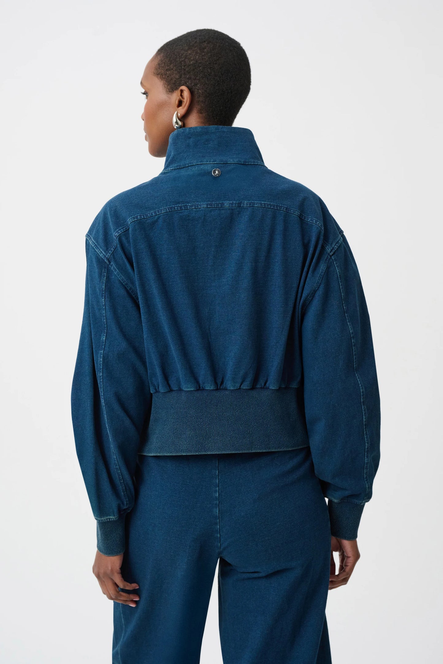 Joseph Ribkoff Knit Denim Funnel-Neck Bomber Jacket - Sizes: XS S  L