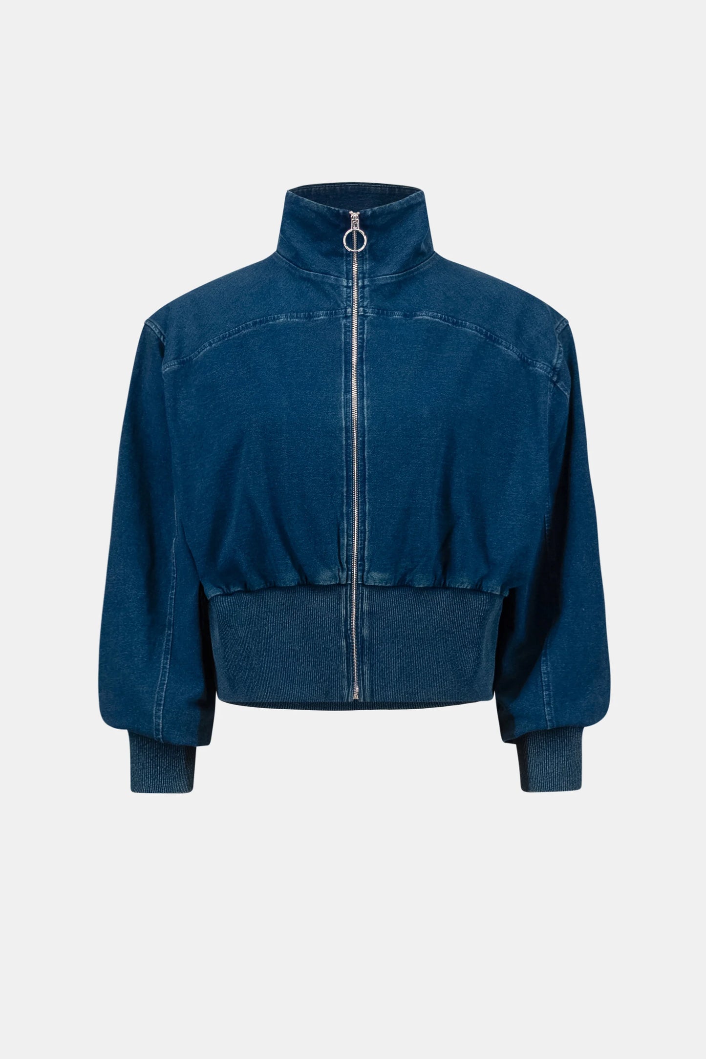 Joseph Ribkoff Knit Denim Funnel-Neck Bomber Jacket - Sizes: XS S  L