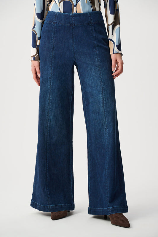 Joseph Ribkoff Denim Palazzo High-Rise Pull-On Jeans - Sizes: 12 14